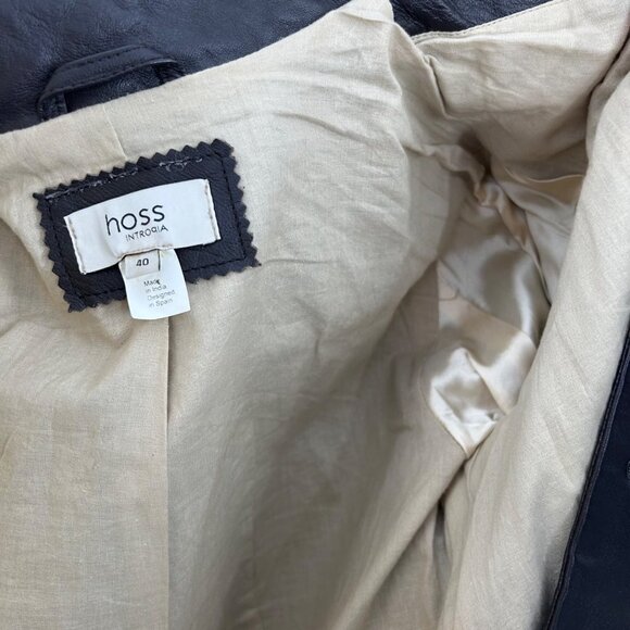 STUNNING HOSS INTROPIA LONG BROWN LEATHER JACKET COAT 40/8 MATRIX - Picture 6 of 6